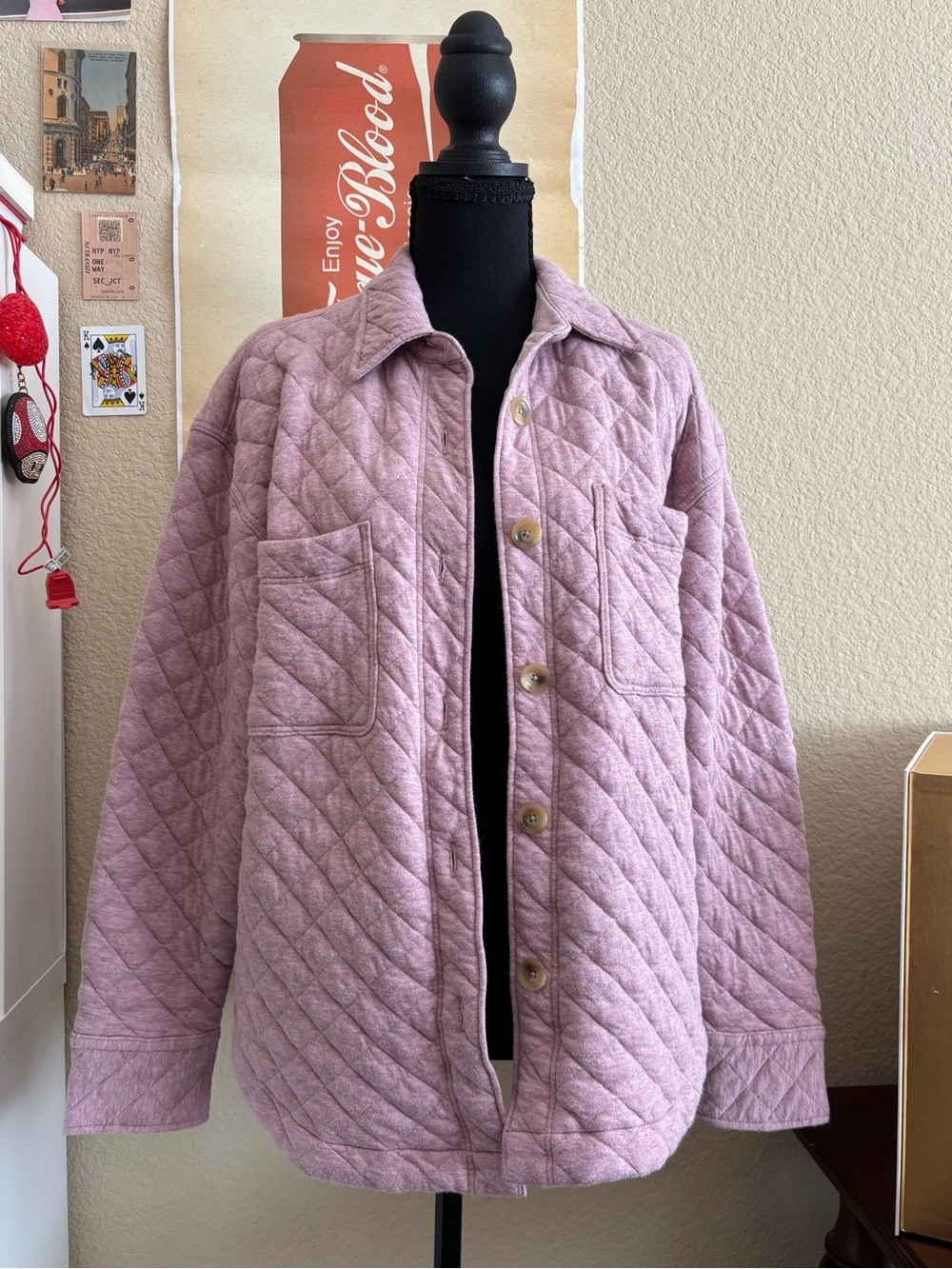 Fatherty Quilted Mauve Shacket Jacket - Organic Cotton